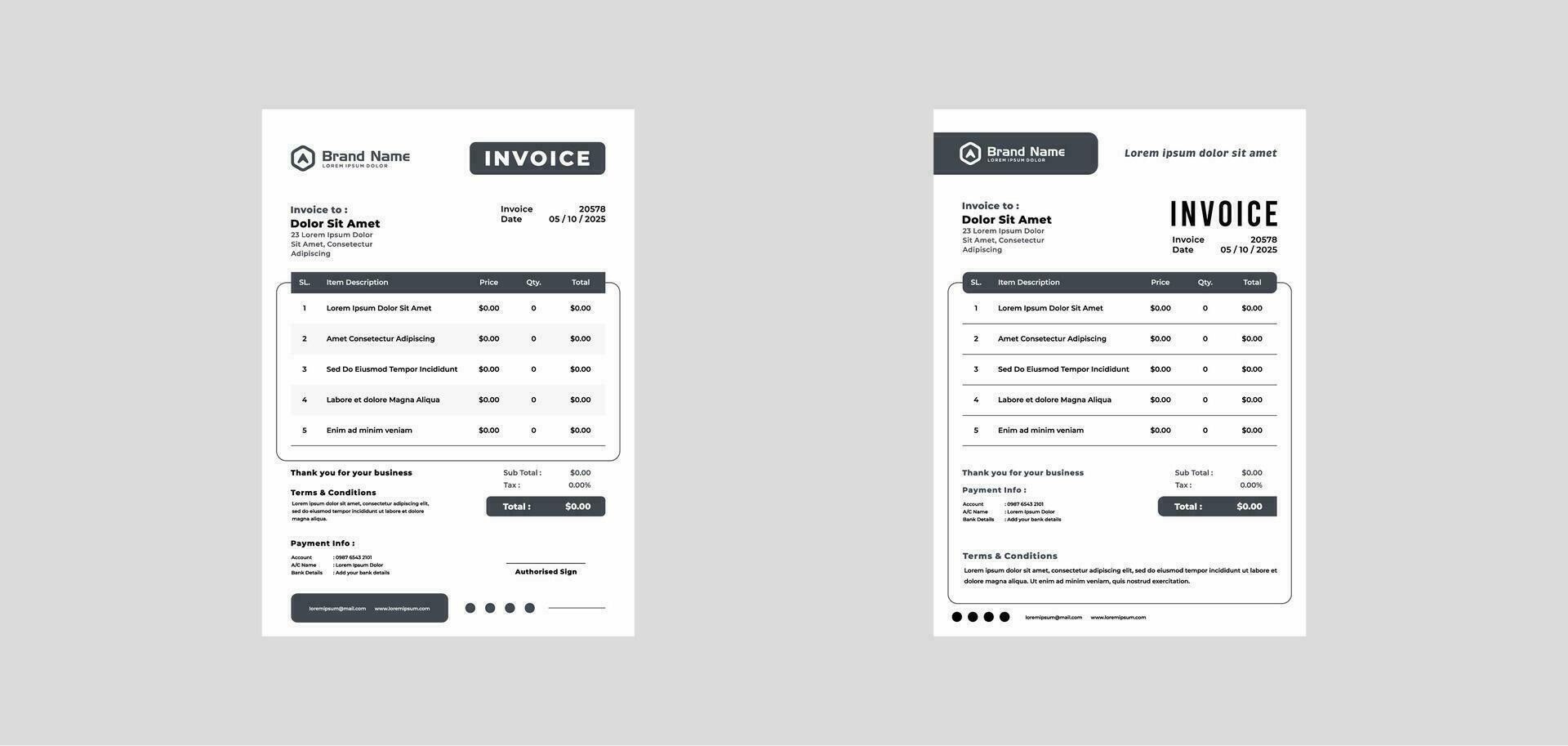 modern invoice template vector design