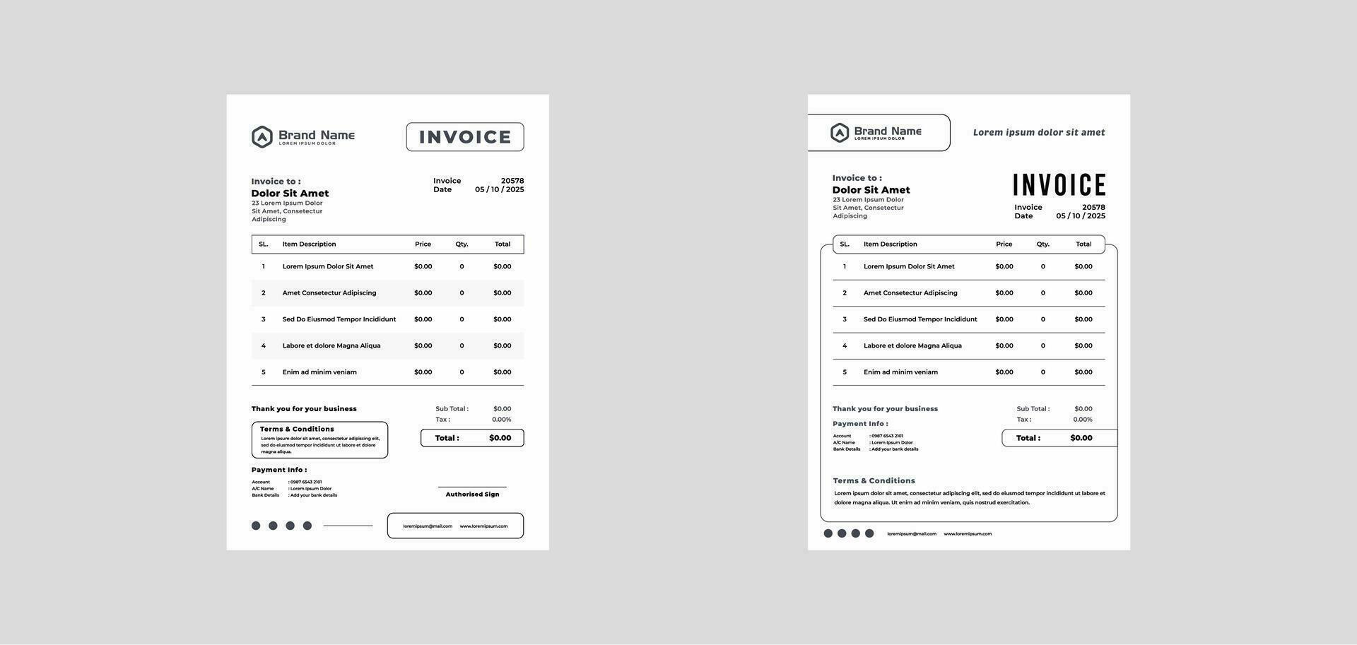 modern invoice template vector design