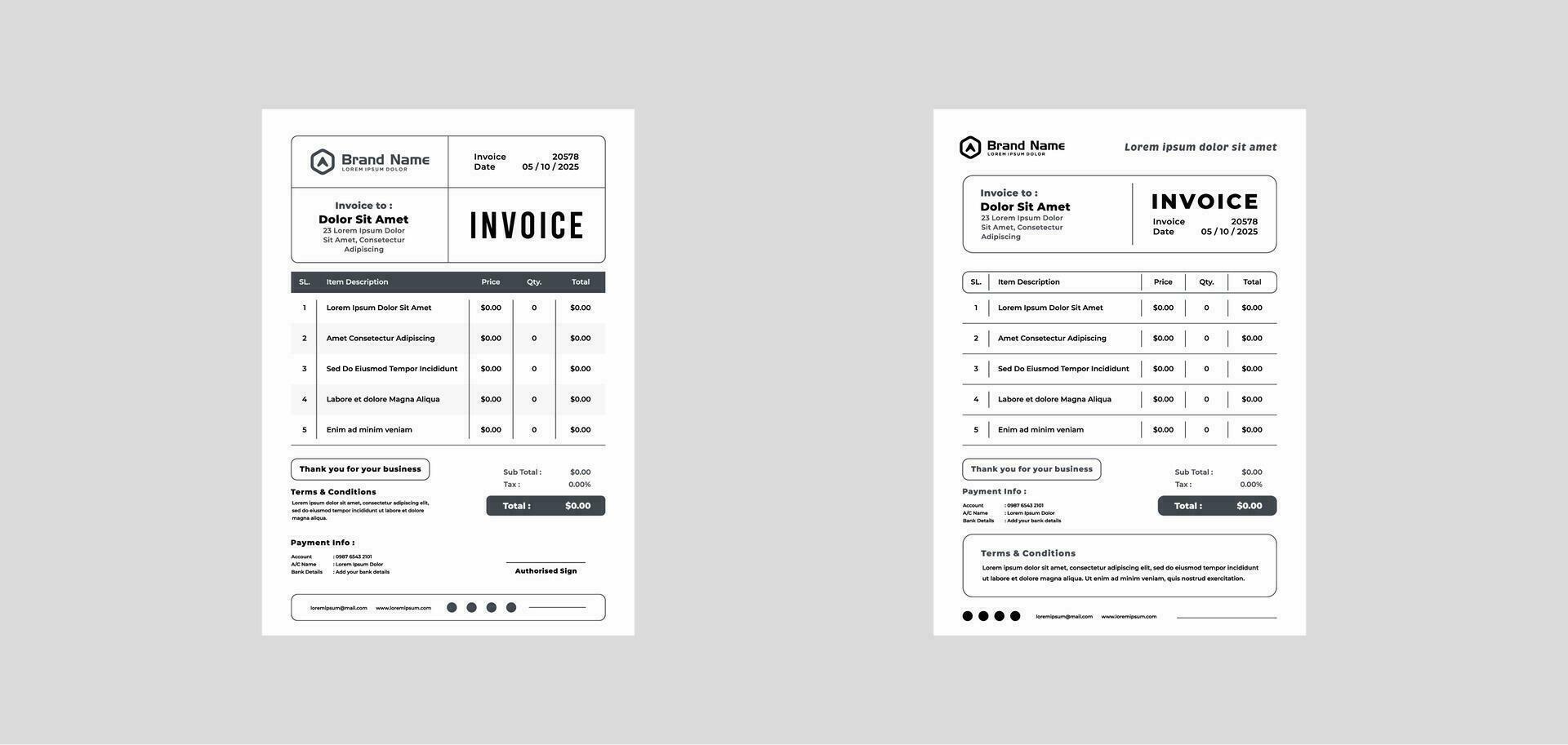 modern invoice template vector design