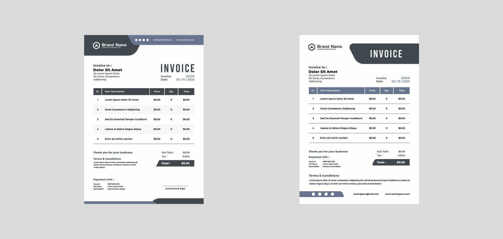 modern invoice template vector design