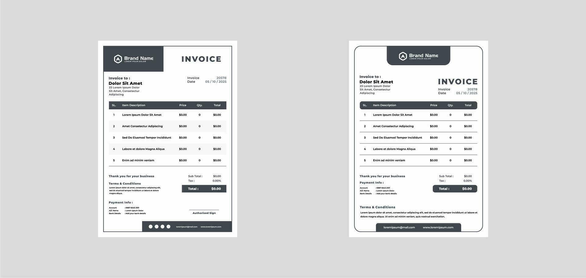 modern invoice template vector design