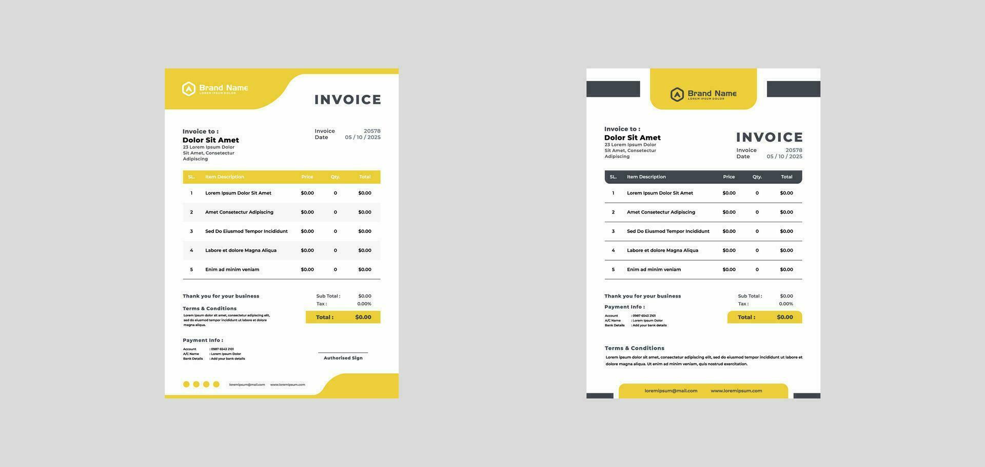 modern invoice template vector design