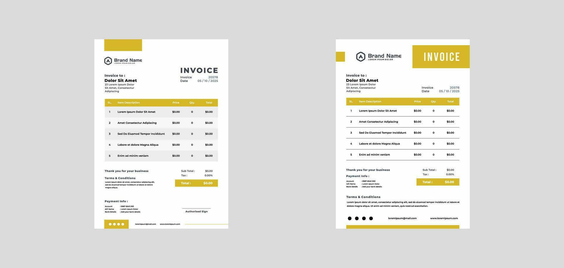 modern invoice template vector design