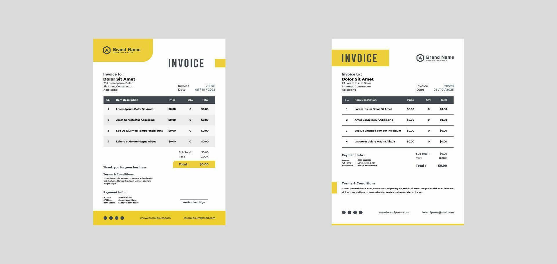 modern invoice template vector design