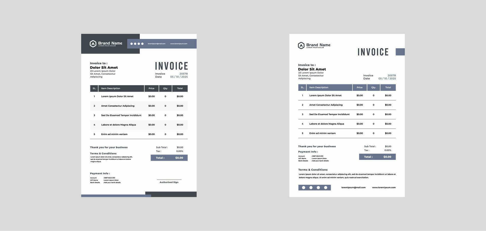 modern invoice template vector design