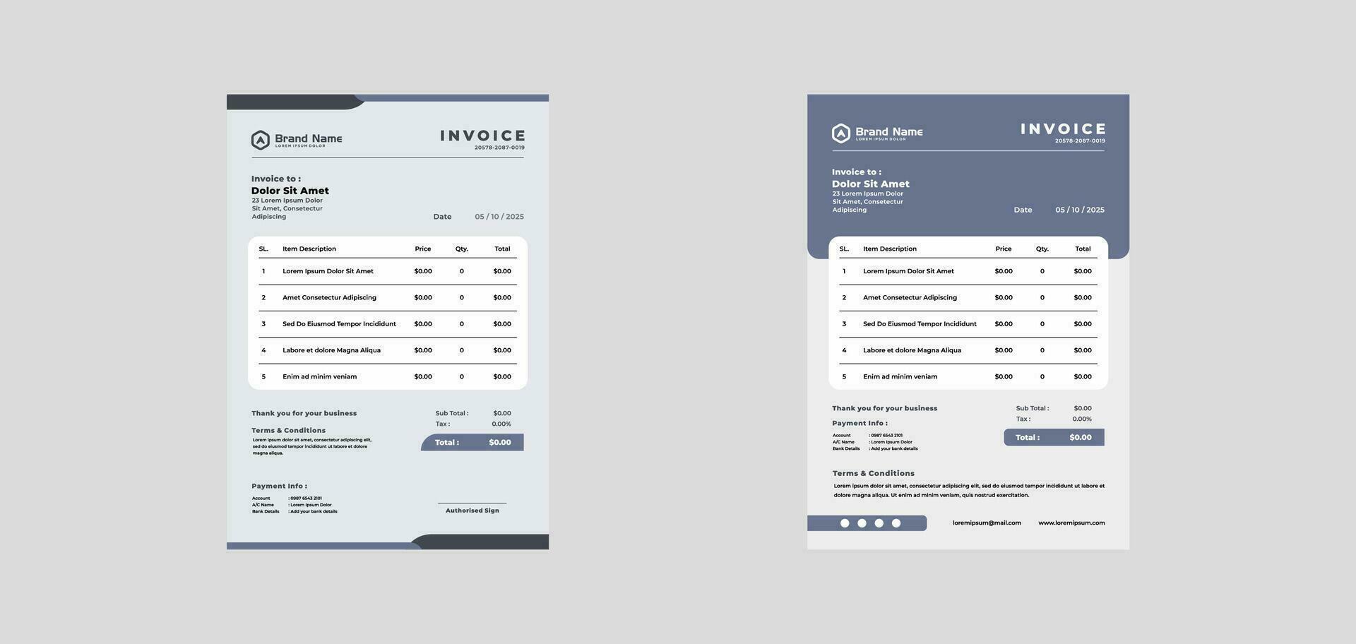 modern invoice template vector design
