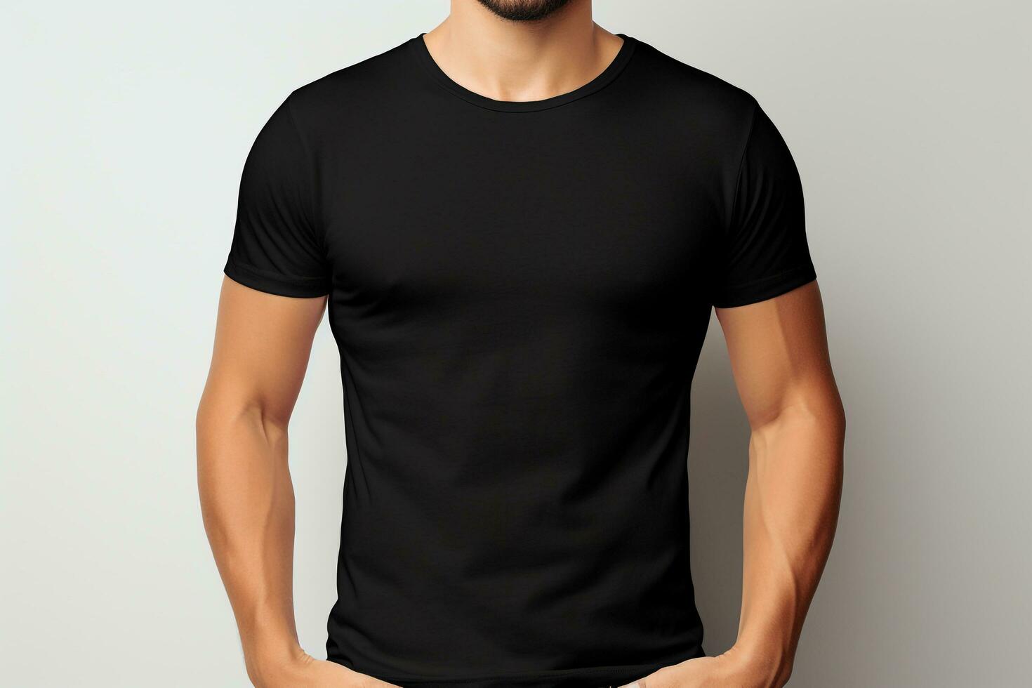 Basics a Bella Canvas Classic Basic Black T - shirt mockup against a minimalist background, AI Generated photo