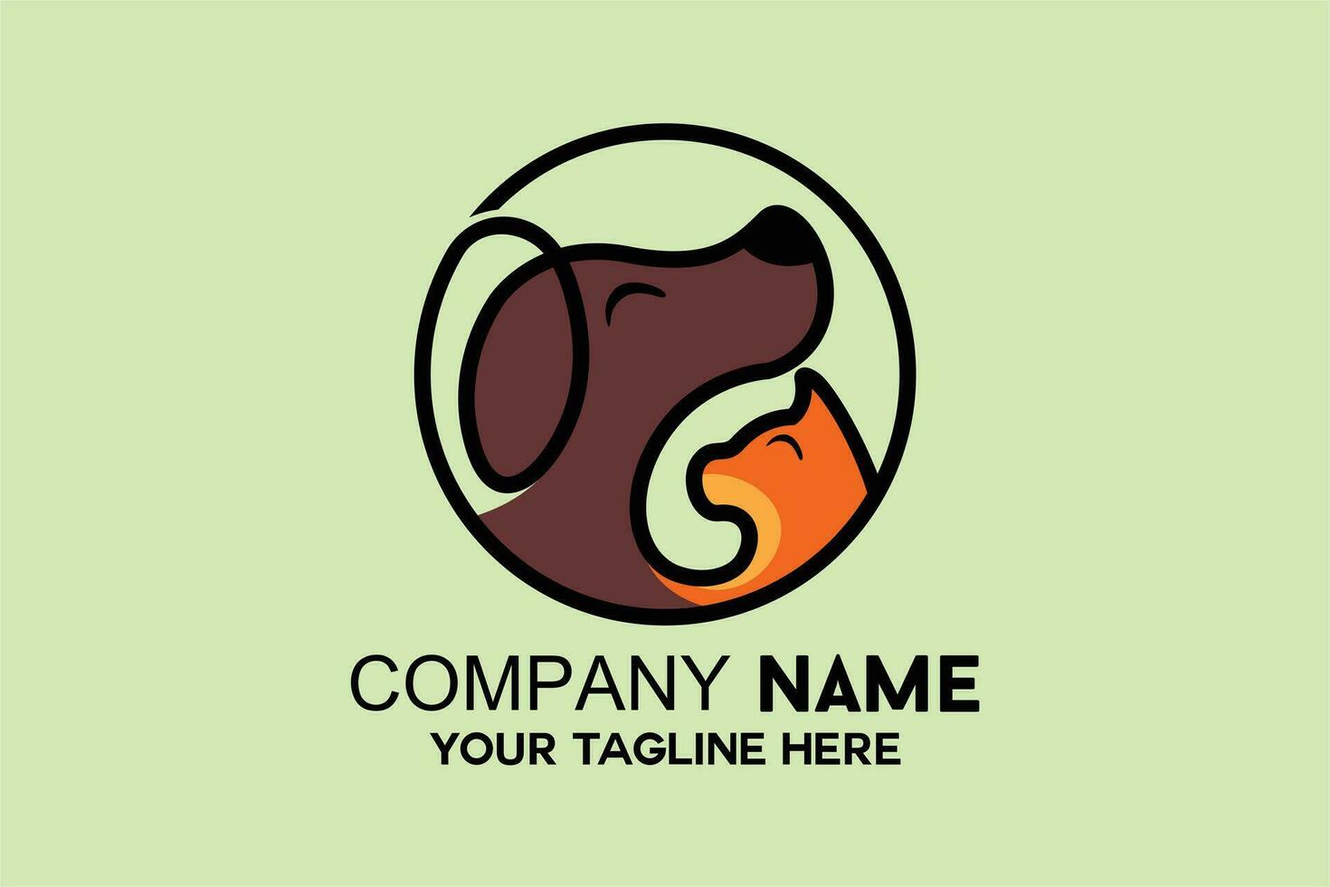 unique dog and cat logo inside a circle vector
