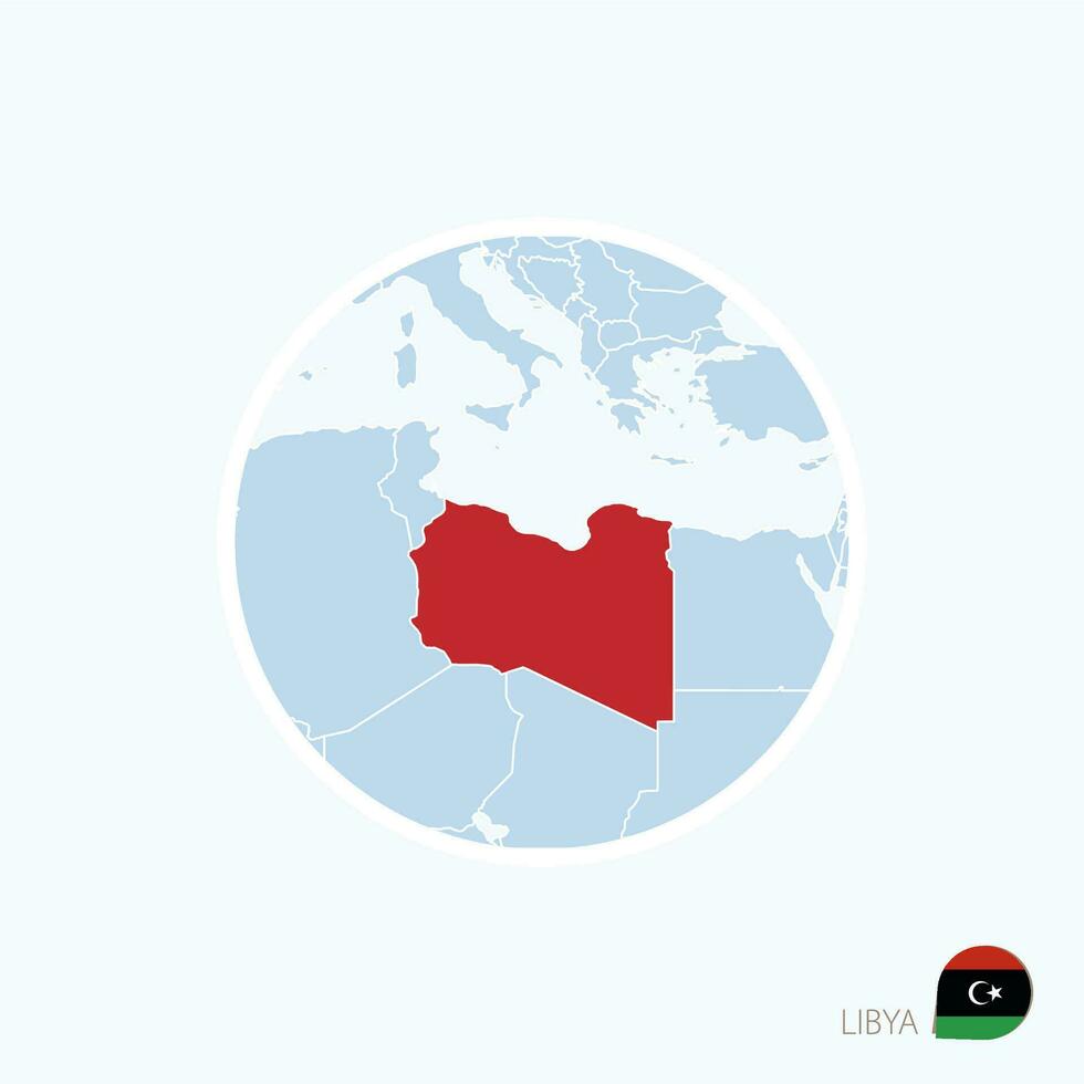 mapa icono de Libia. azul mapa de Europa con destacado trípoli en rojo color. vector
