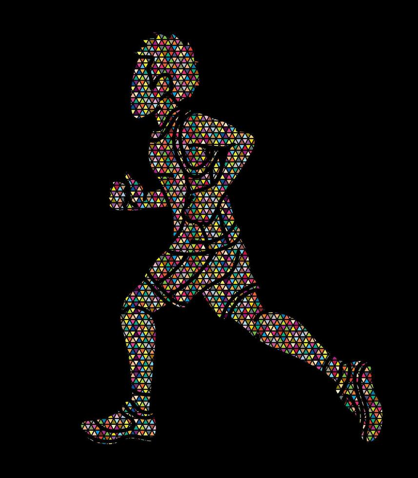 Abstract A Boy Start Running Action Sport vector