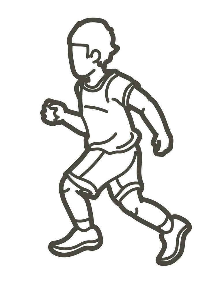 Outline A Boy Running vector