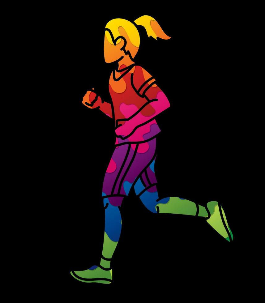 Graffiti A Girl Start Running Action Sport Graphic Vector