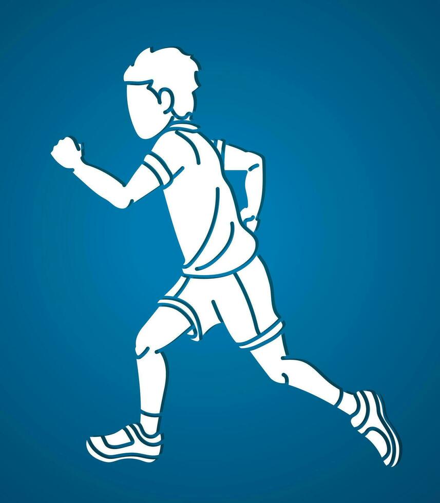 Silhouette Graffiti A Boy Start Running vector