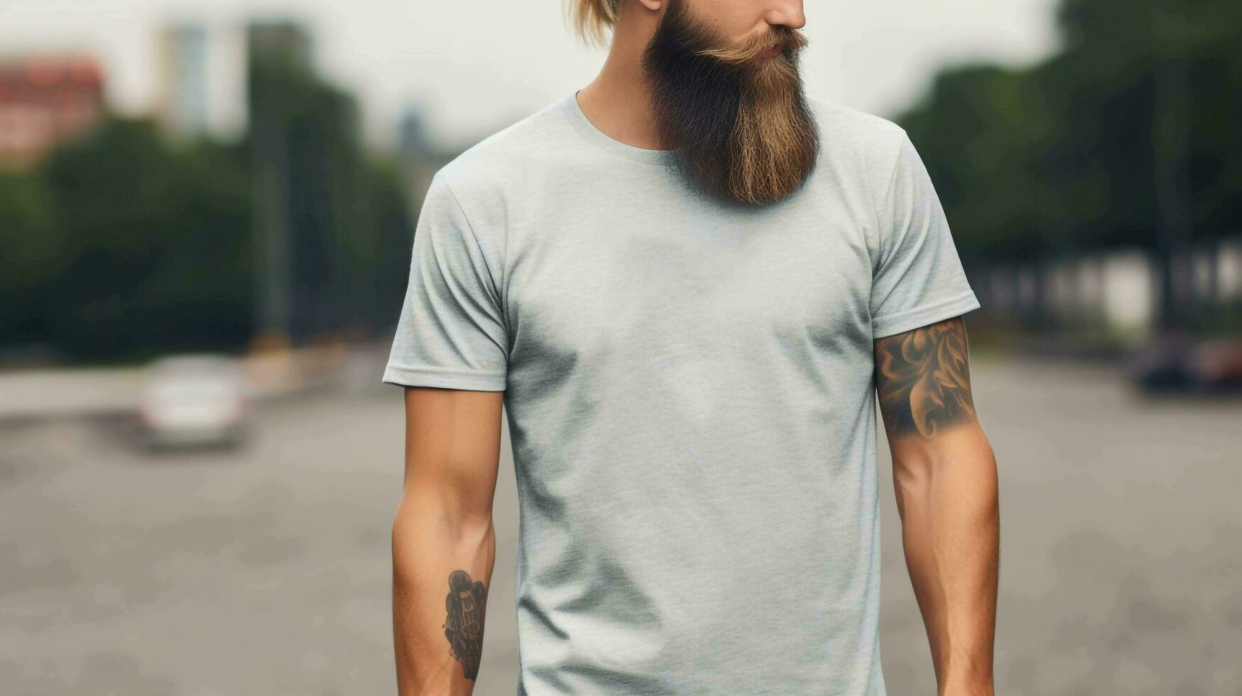 T - shirt design template and print presentation. Set the scene a clean background, AI Generated photo