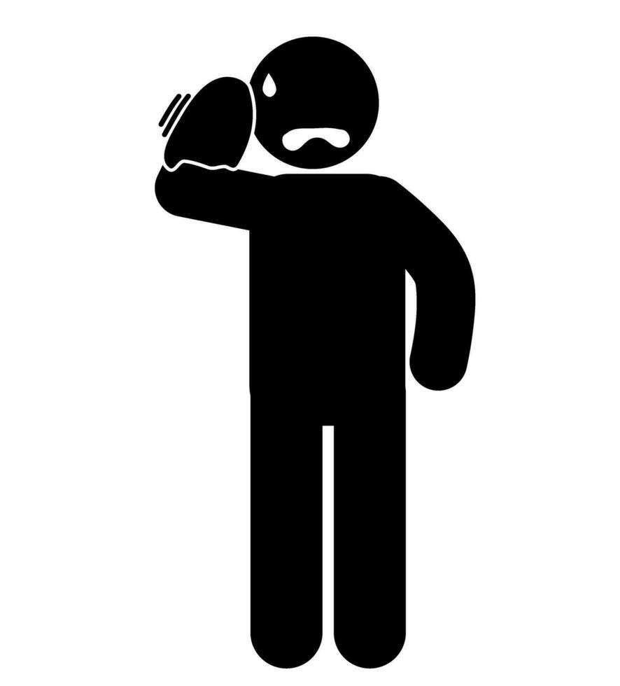 stick figure and stick man vector silhouette illustration, tired, give up, despair