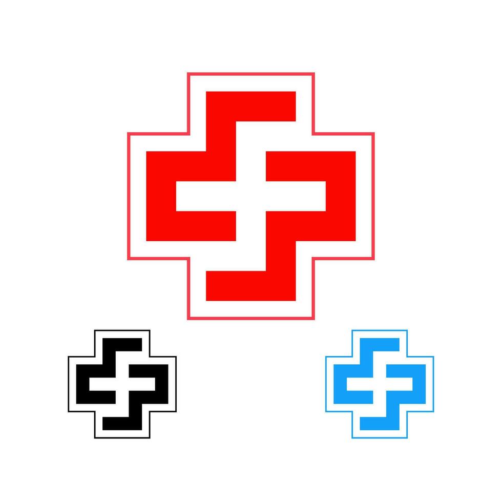 Modern logo letter DP with plus symbol, vector illustration combination health logo design