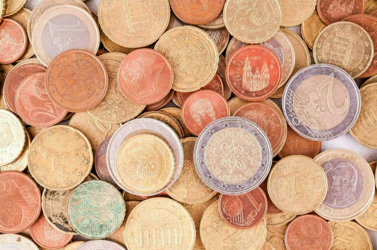 euro coins on white background photo