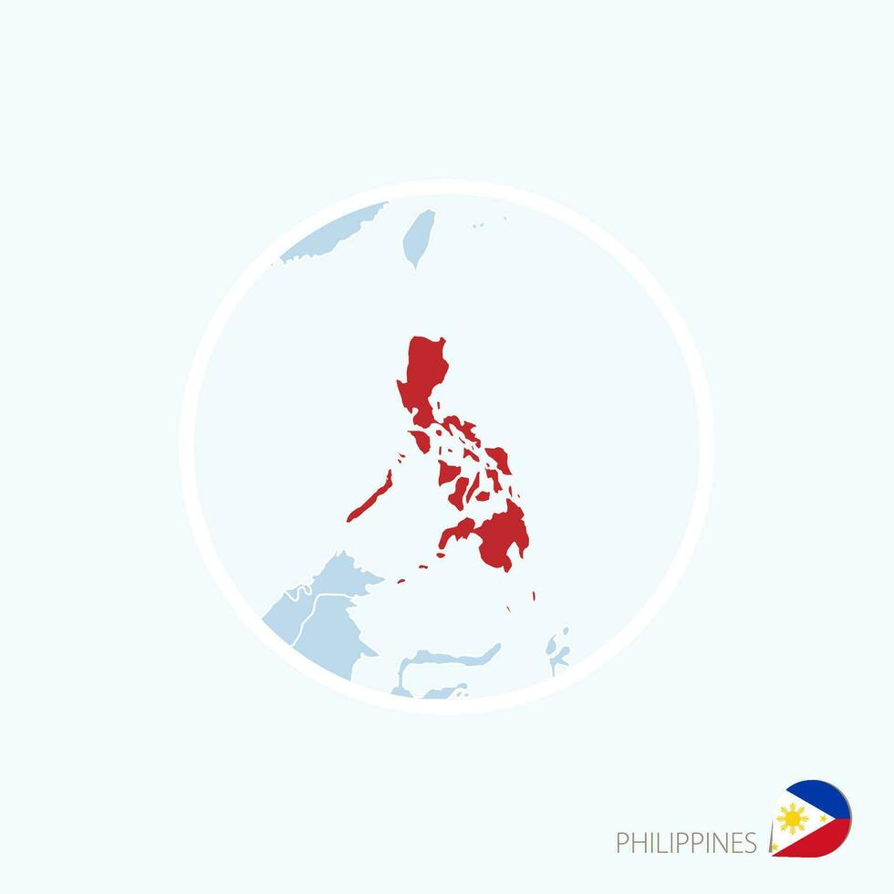 mapa icono de filipinas azul mapa de Asia con destacado Filipinas en rojo color. vector