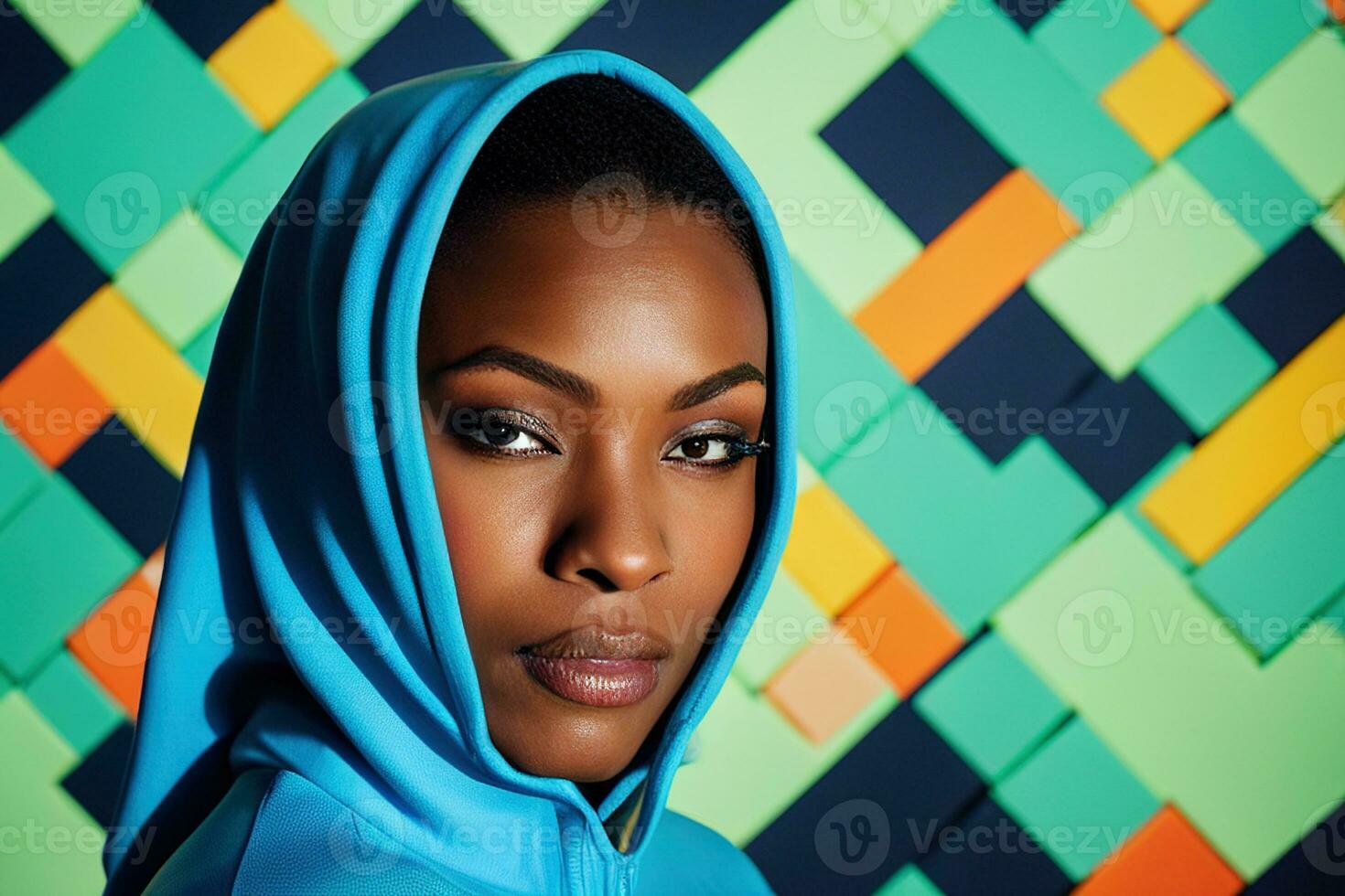 AI Generative Beautiful African American, Black woman portrait glamor shot, elegant photo
