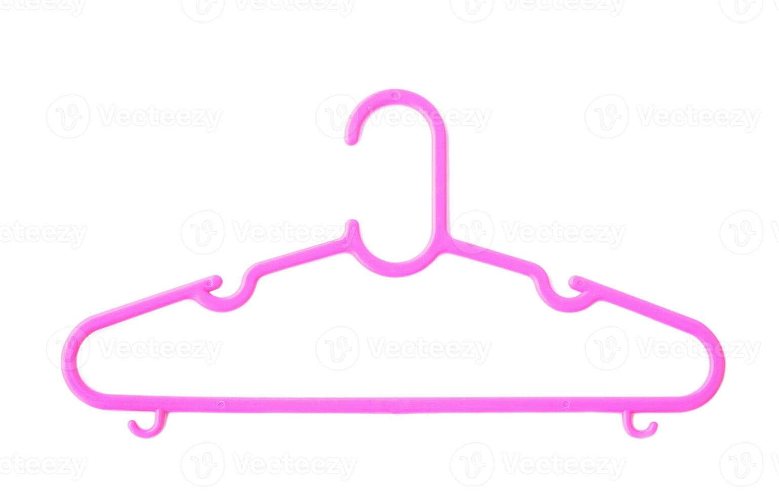 Purple cloth hanger isolated on white background. Concept, Equipment for   hanging neatly clothes in wardrobe or used to dry clothes.  Helps preserve long life of  clothes. photo