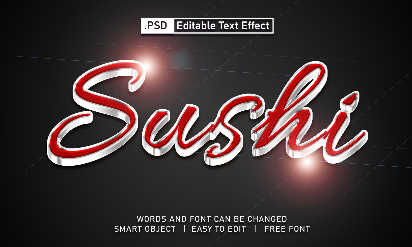 Sushi text effect psd