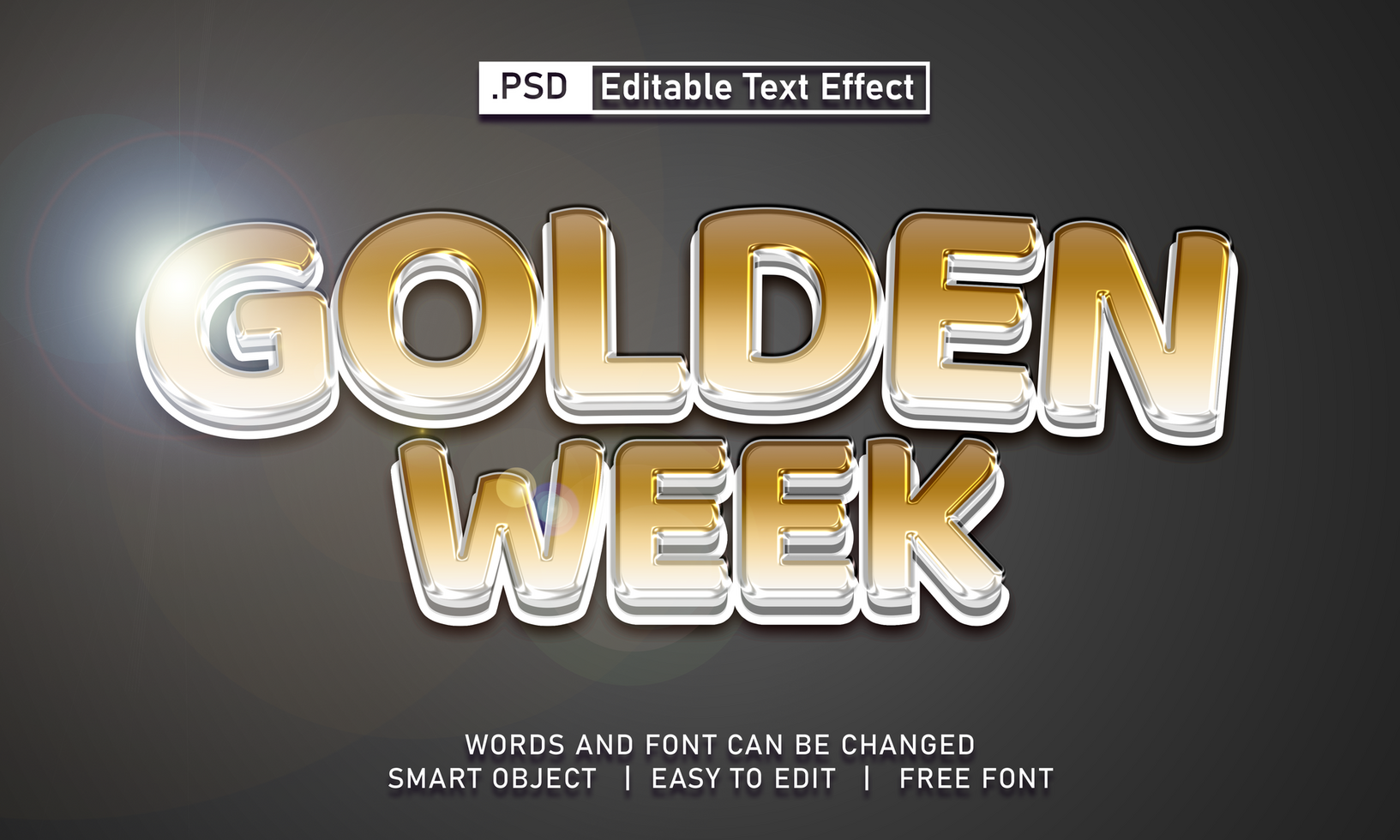 Golden week text effect psd