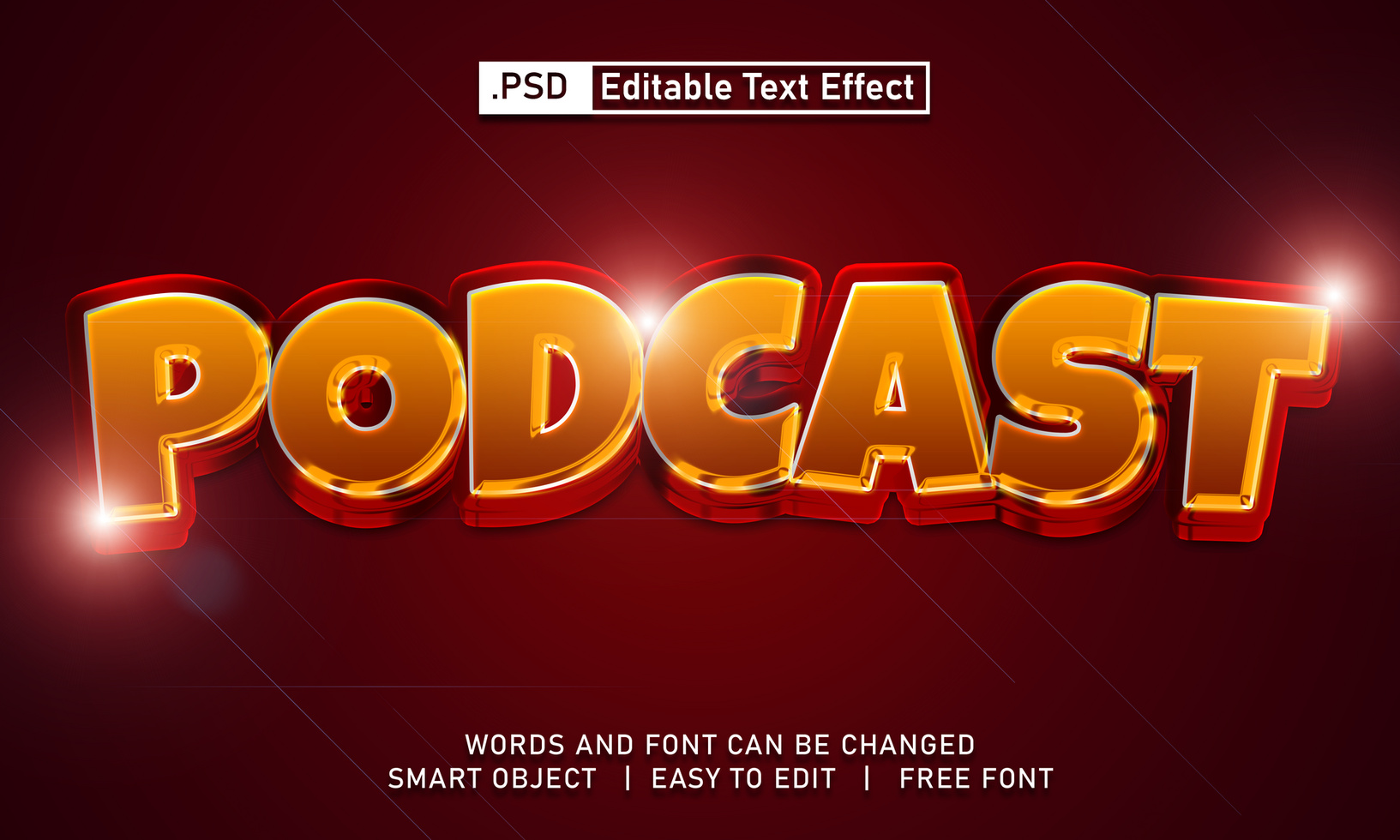 podcast texto efecto psd