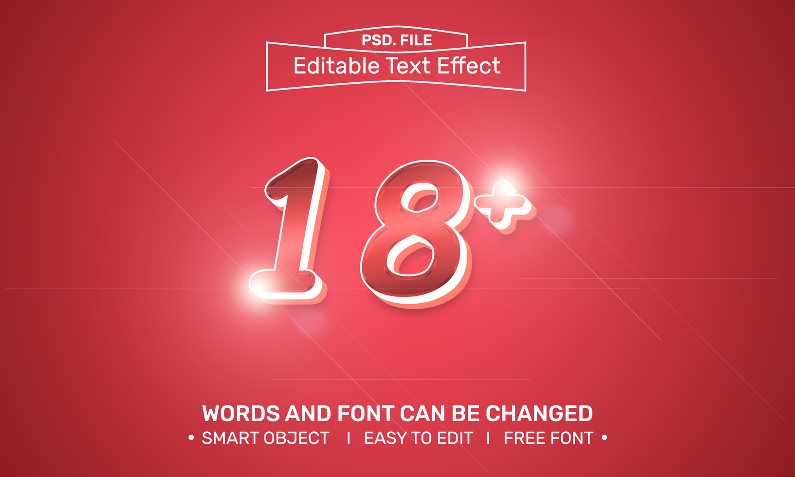 18 plus text effect psd