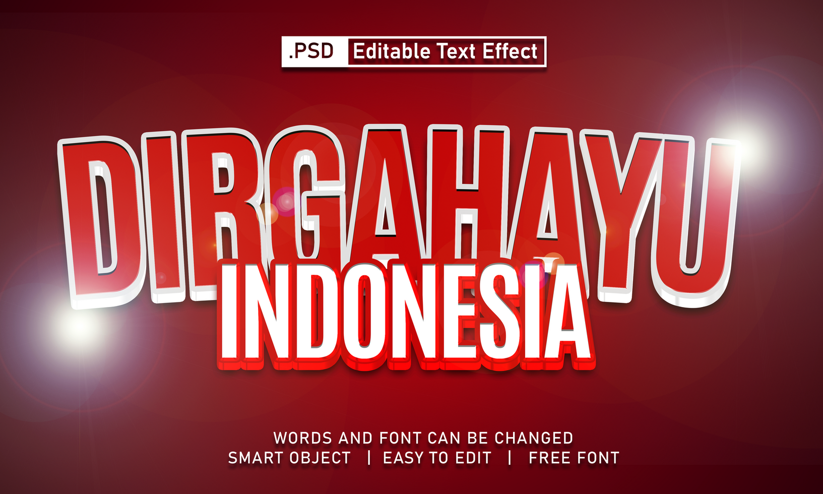 Dirgahayu indonesia text effect psd