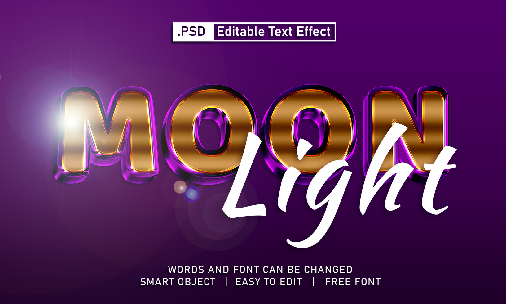 Moon light text effect psd