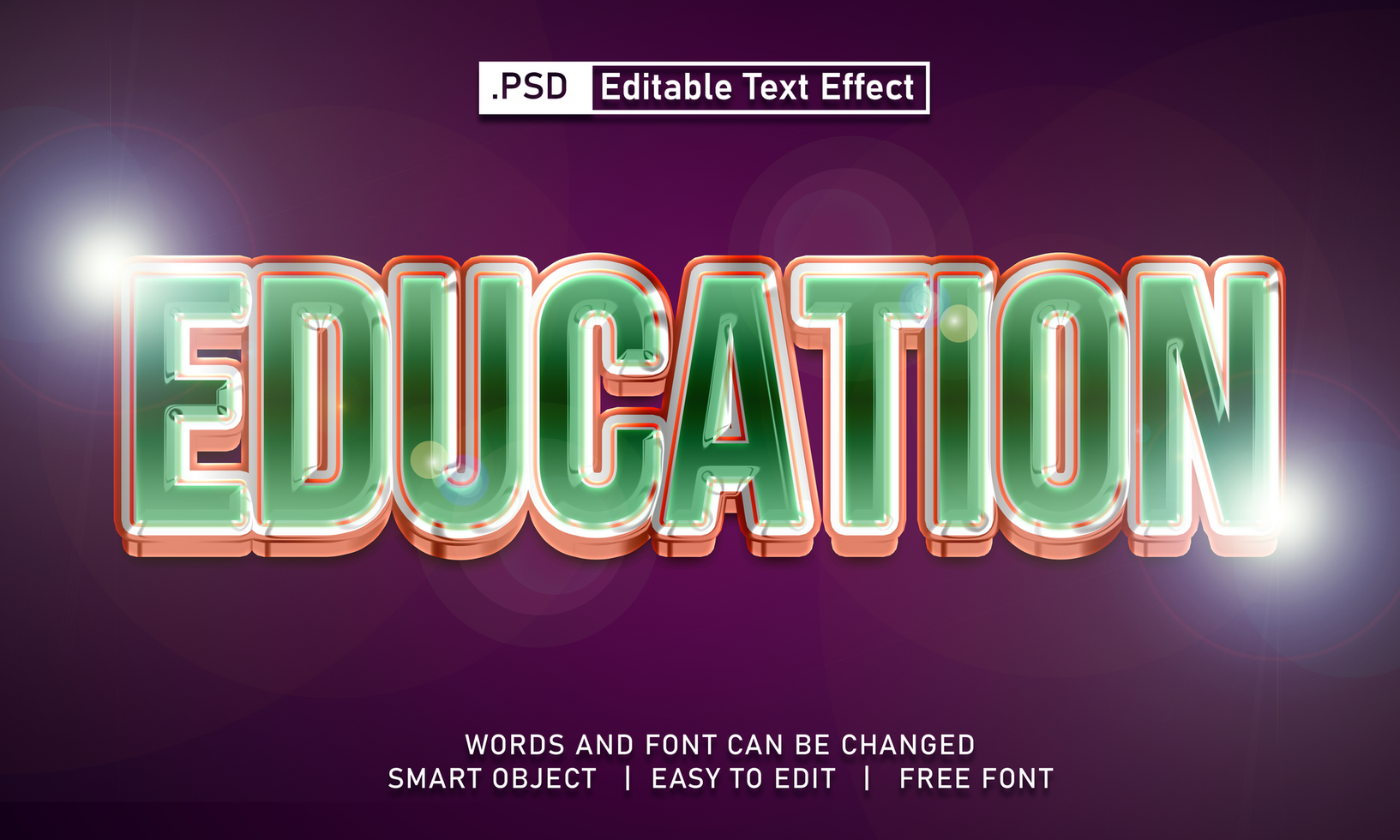Education text effect psd