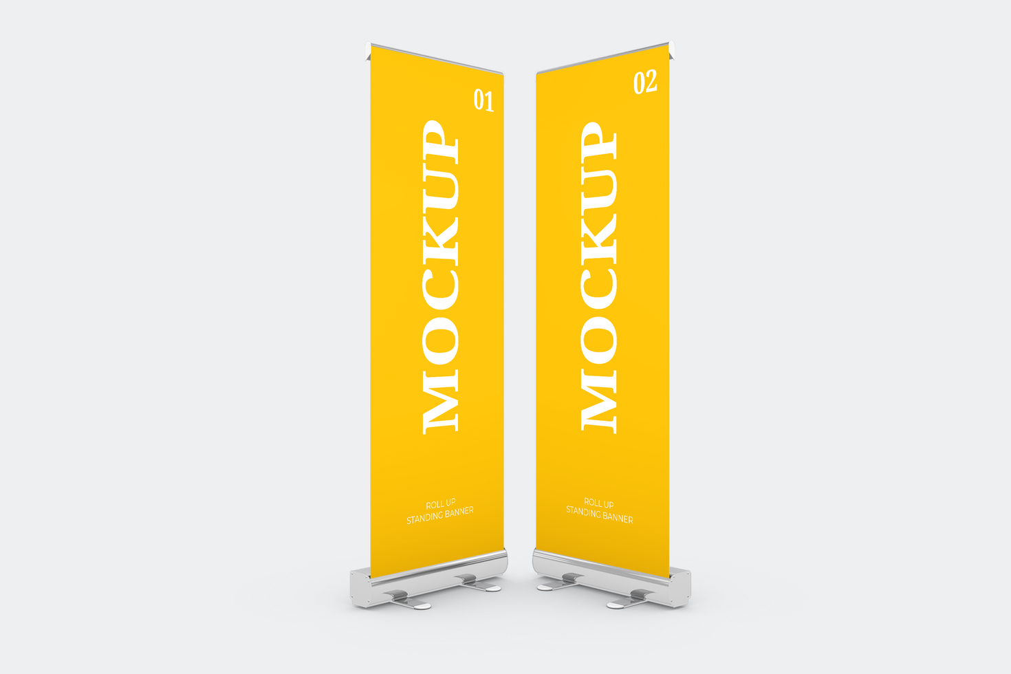 Standing Roll Up Banner Mockup Front View psd
