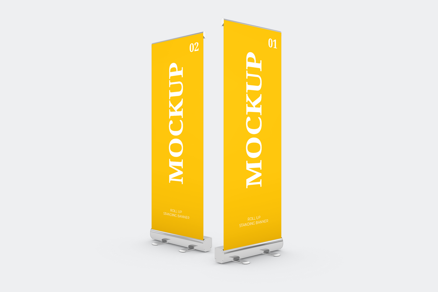 Standing Roll Up Banner Mockup Front View psd