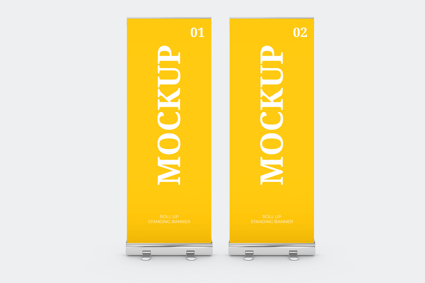 Standing Roll Up Banner Mockup Front View psd