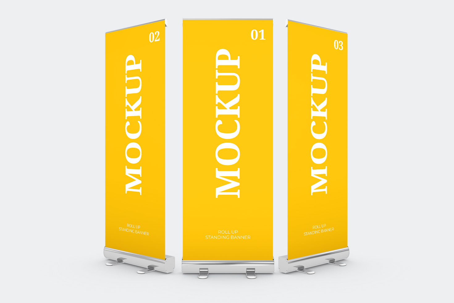 Standing Roll Up Banner Mockup Front View psd