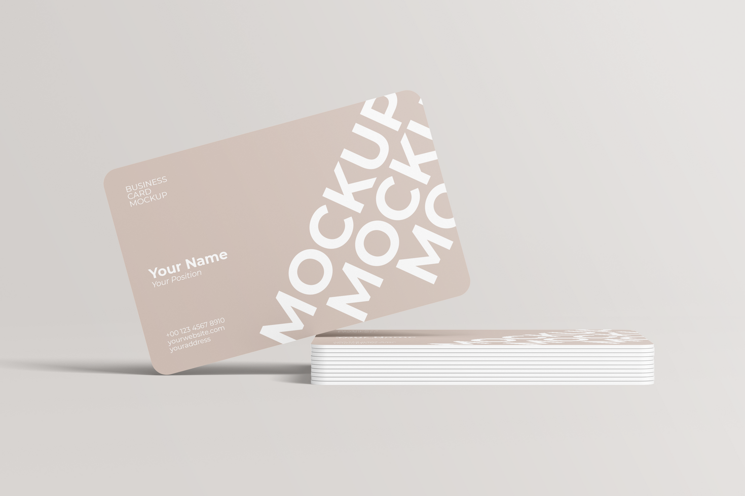 Landscape Rounded Business Card Mockup Front View psd