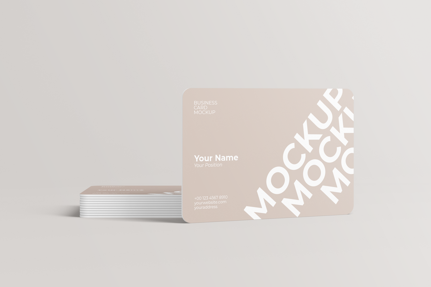 Landscape Rounded Business Card Mockup Front View psd