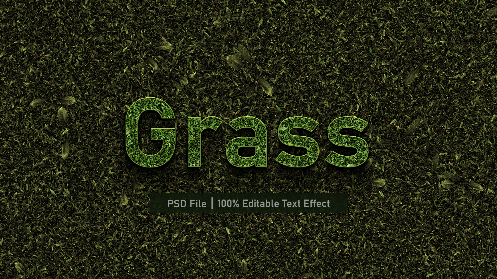 Grass texture editable custom style font effect psd