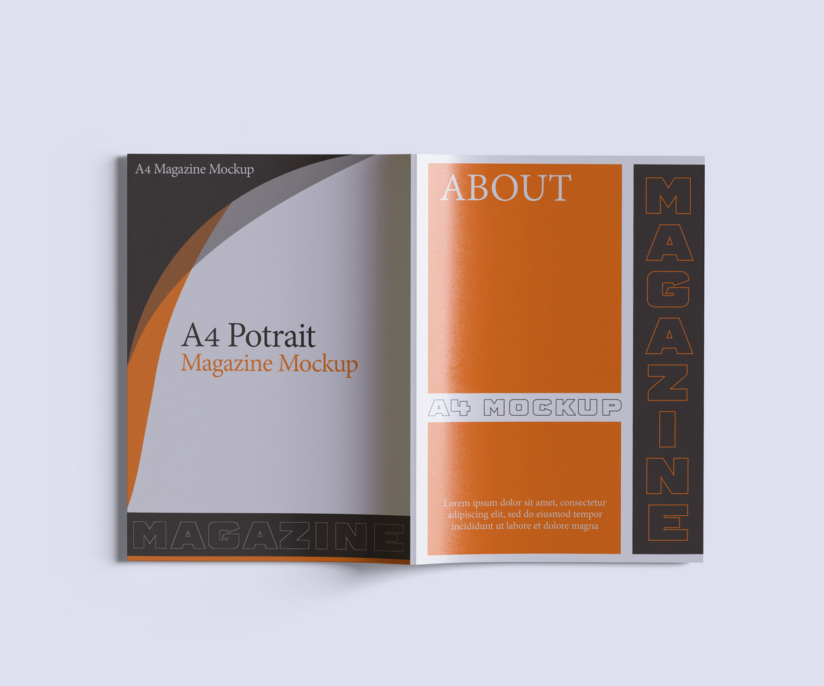 A4 Potrait Magazine Mockup Full Editable and isolated object from the background and shadow psd