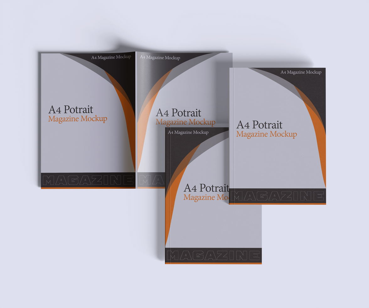 A4 Potrait Magazine Mockup Full Editable and isolated object from the background and shadow psd