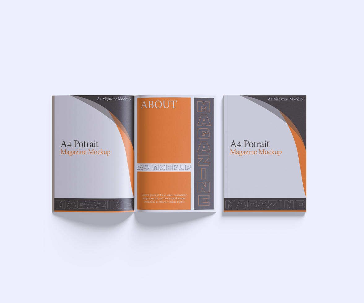 A4 Potrait Magazine Mockup Full Editable and isolated object from the background and shadow psd