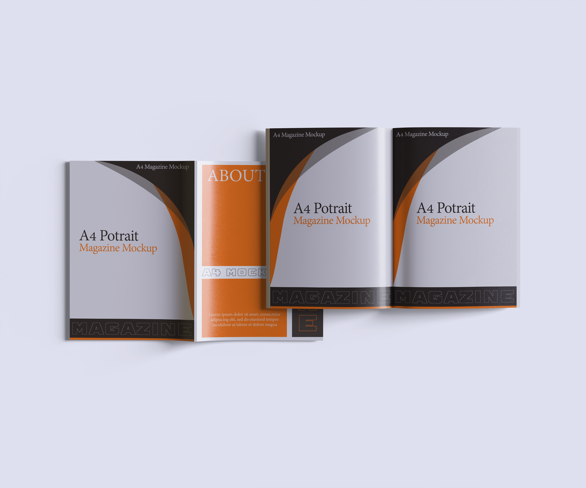 A4 Potrait Magazine Mockup Full Editable and isolated object from the background and shadow psd