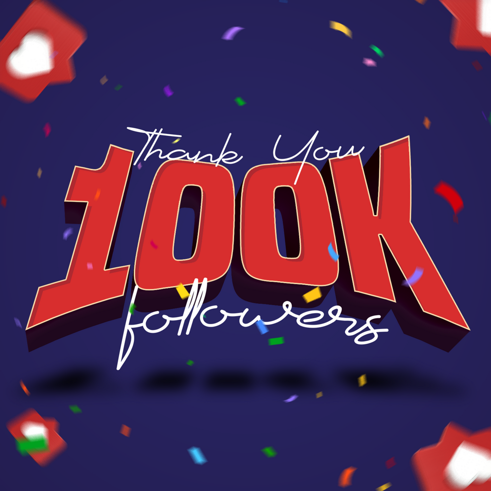 100k followers Editable Text Effect psd