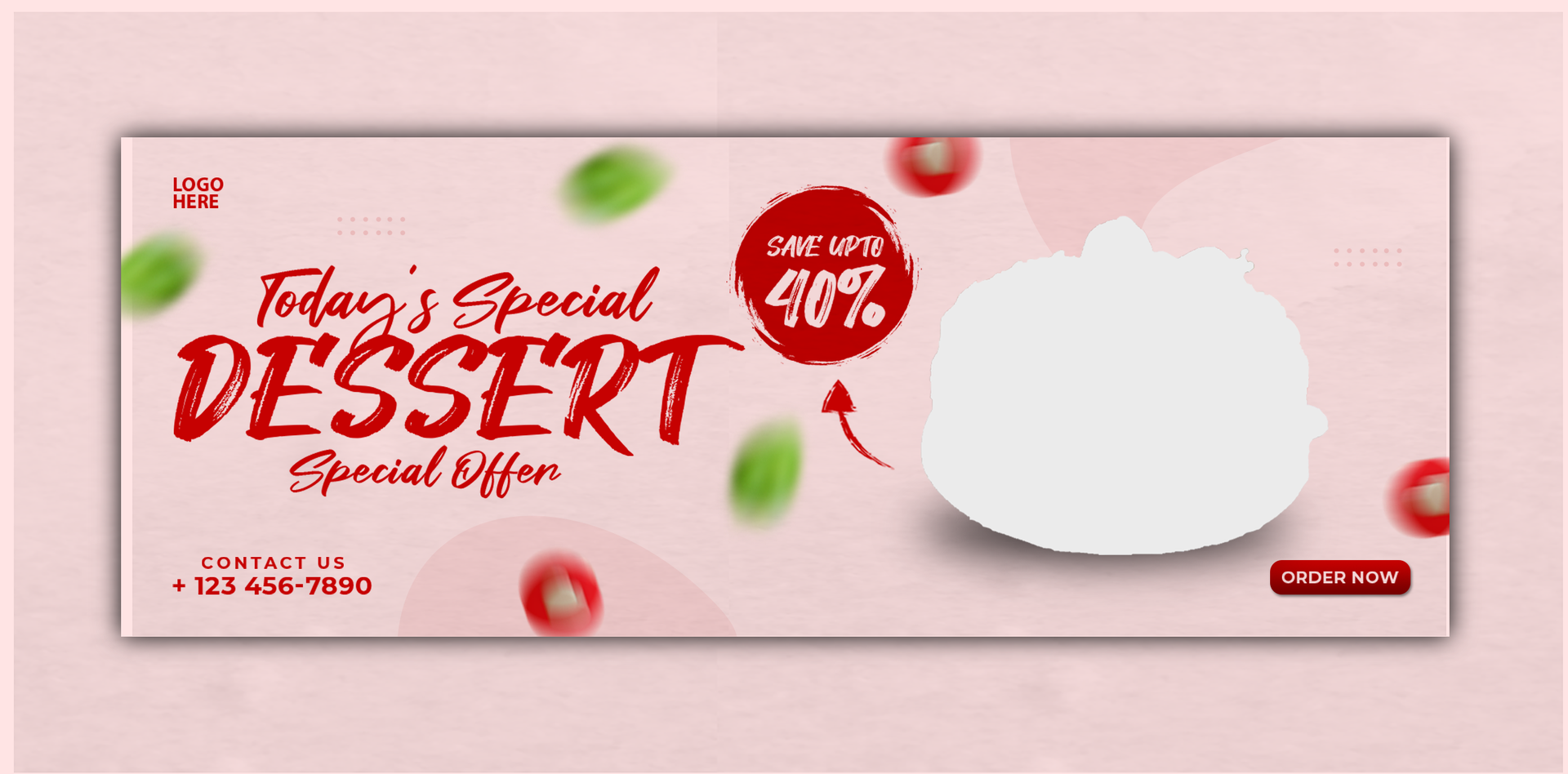 Delicious cake cover banner and template psd