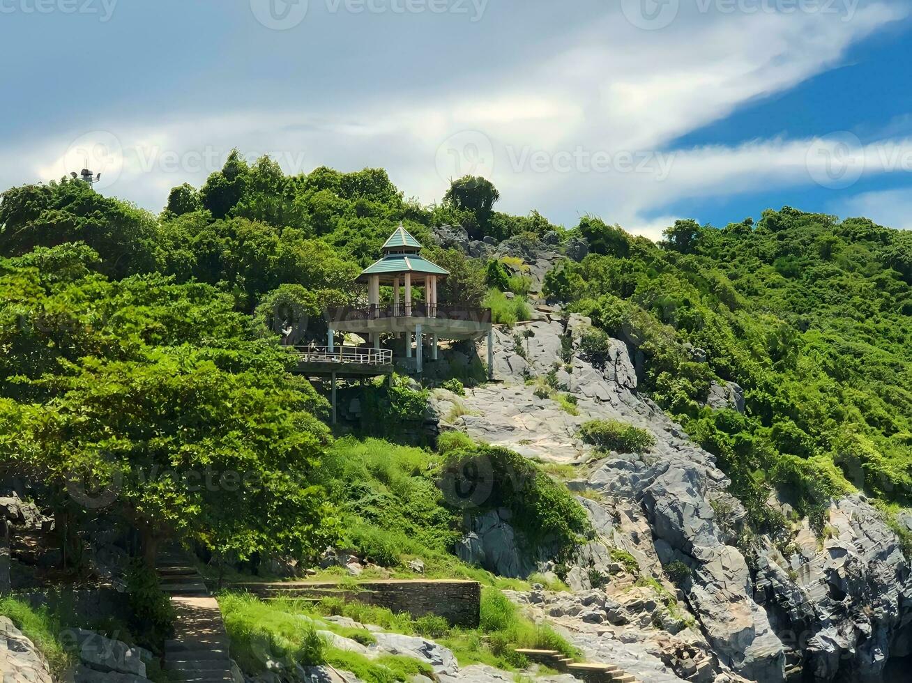 A beautiful viewpoint on the top of the mountain. photo