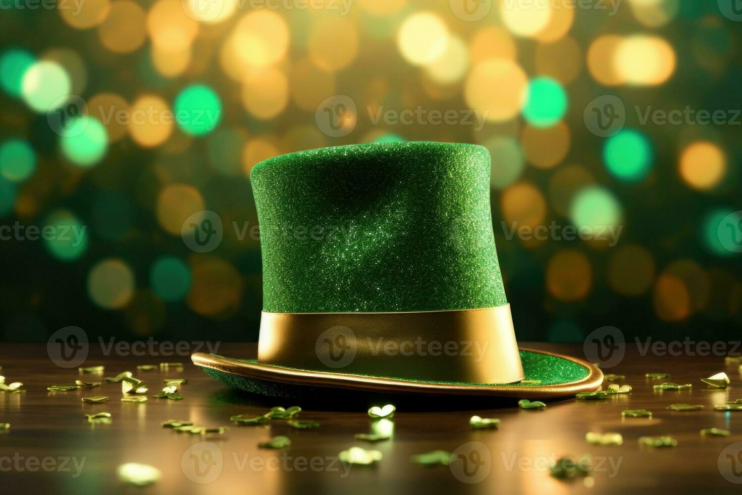 green hat with coins on green grass. AI generated photo