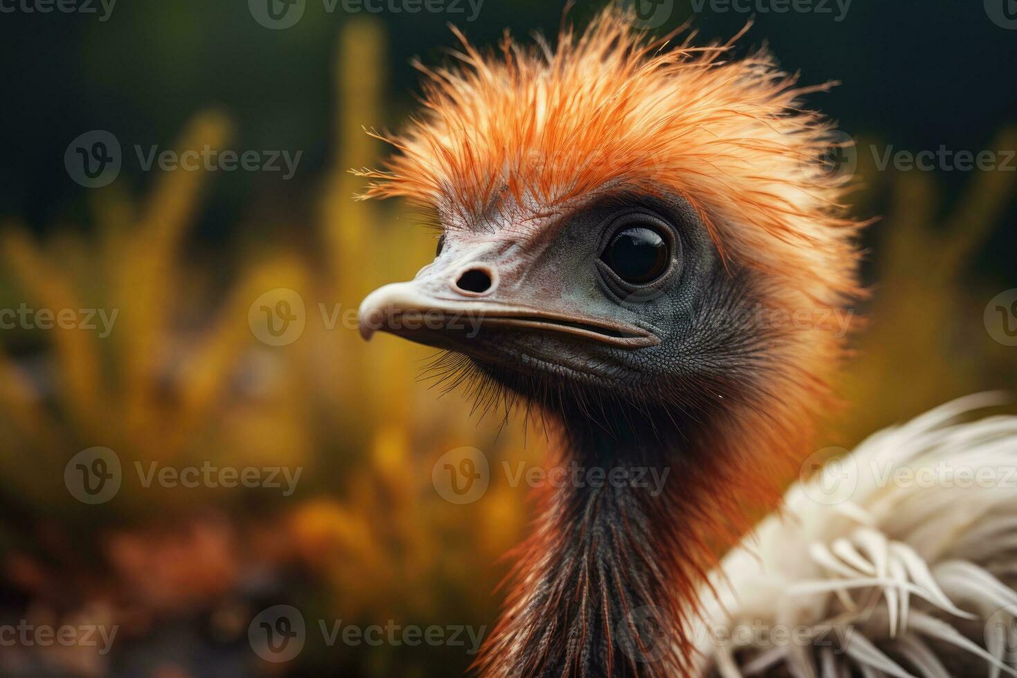 Large portrait of an ostrich. AI-Generated photo