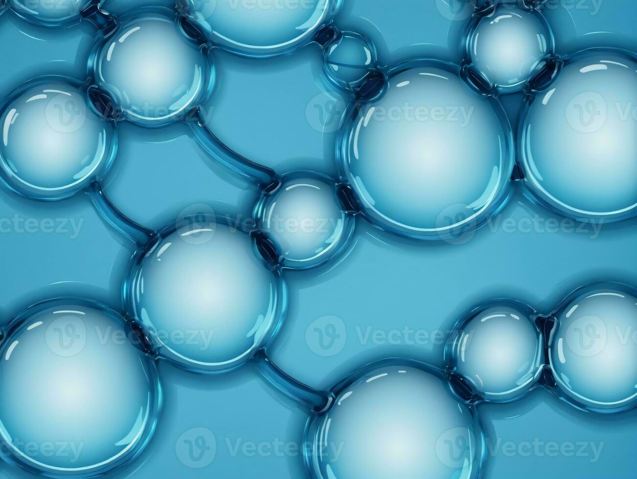 Water Bubbles On Blue Background. AI Generated photo