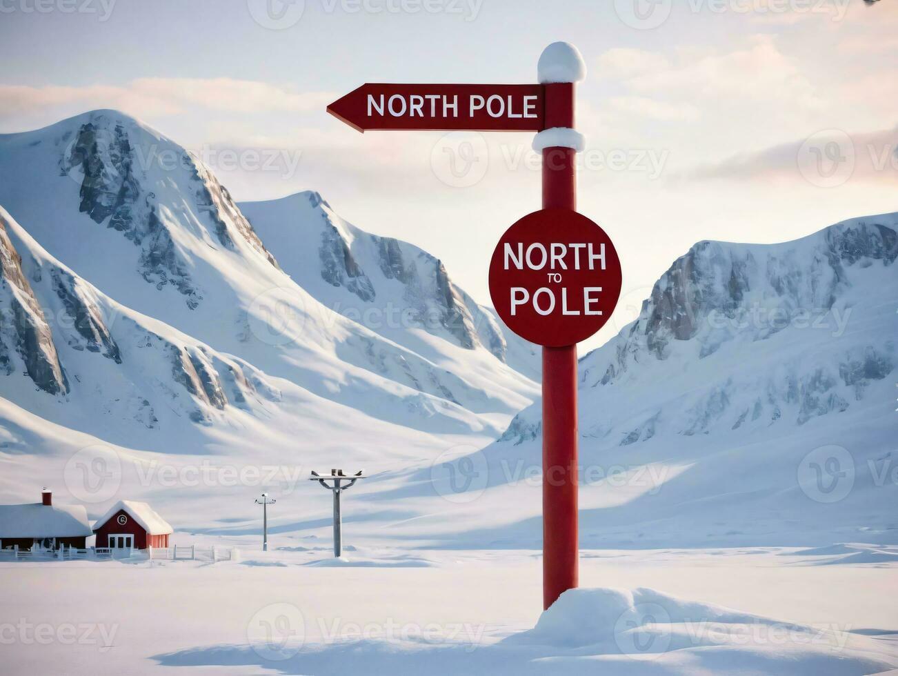A Red Pole With A Sign. AI Generated photo