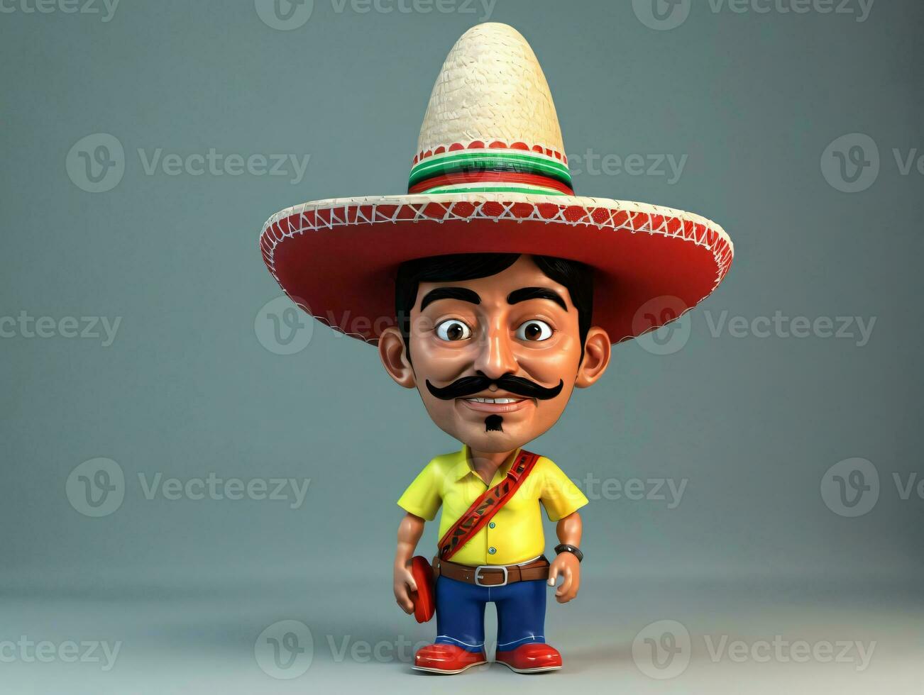 A Toy With A Mustache And A Sombrel. AI Generated photo